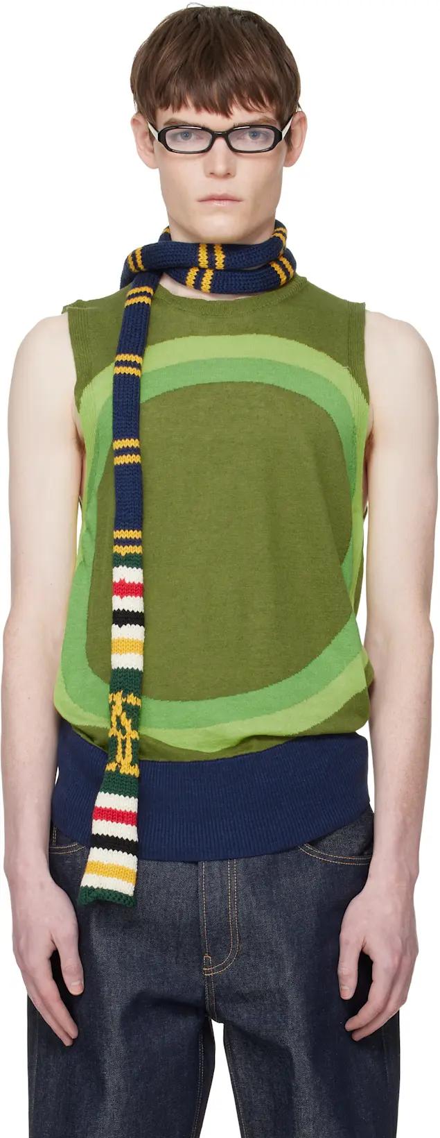 Green Vortex Tank Top by EDWARD CUMING