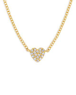 14K Yellow Gold Diamond Baby Heart Necklace by EF COLLECTION