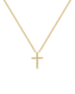 14K Yellow Gold Diamond Cross Necklace by EF COLLECTION
