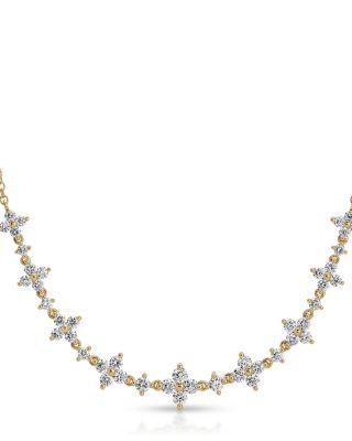 14K Yellow Gold Diamond Fleur Necklace by EF COLLECTION