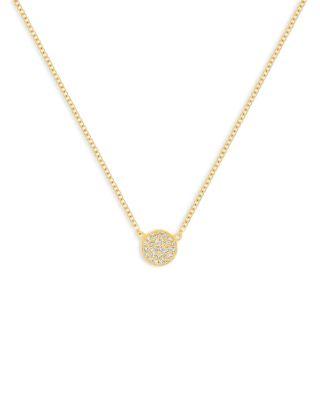 14K Yellow Gold Diamond Mini Disc Pendant Necklace by EF COLLECTION