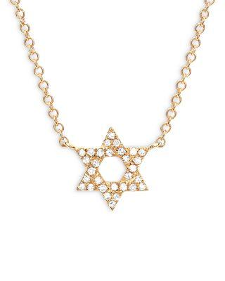 14K Yellow Gold Diamond Star of David Pendant Necklace by EF COLLECTION