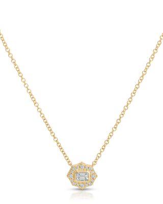 Daphne Emerald Cut Diamond Pendant Necklace in 14K Yellow Gold by EF COLLECTION