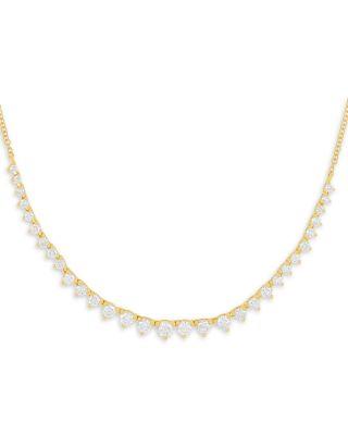 Diamond Graduated Choker Necklace in 14K Yellow Gold by EF COLLECTION