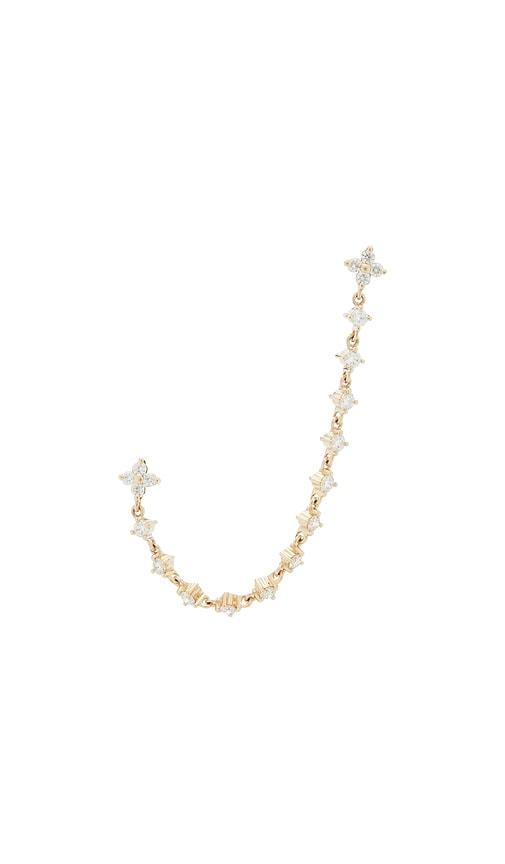EF COLLECTION Diamond Fleur Double Stud Earring in Metallic Gold by EF COLLECTION