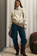 Biker Style Long Sleeve Belted High Neck Jacket by EGO Biker Style Long Sleeve Belted High Neck Jacket by EGO