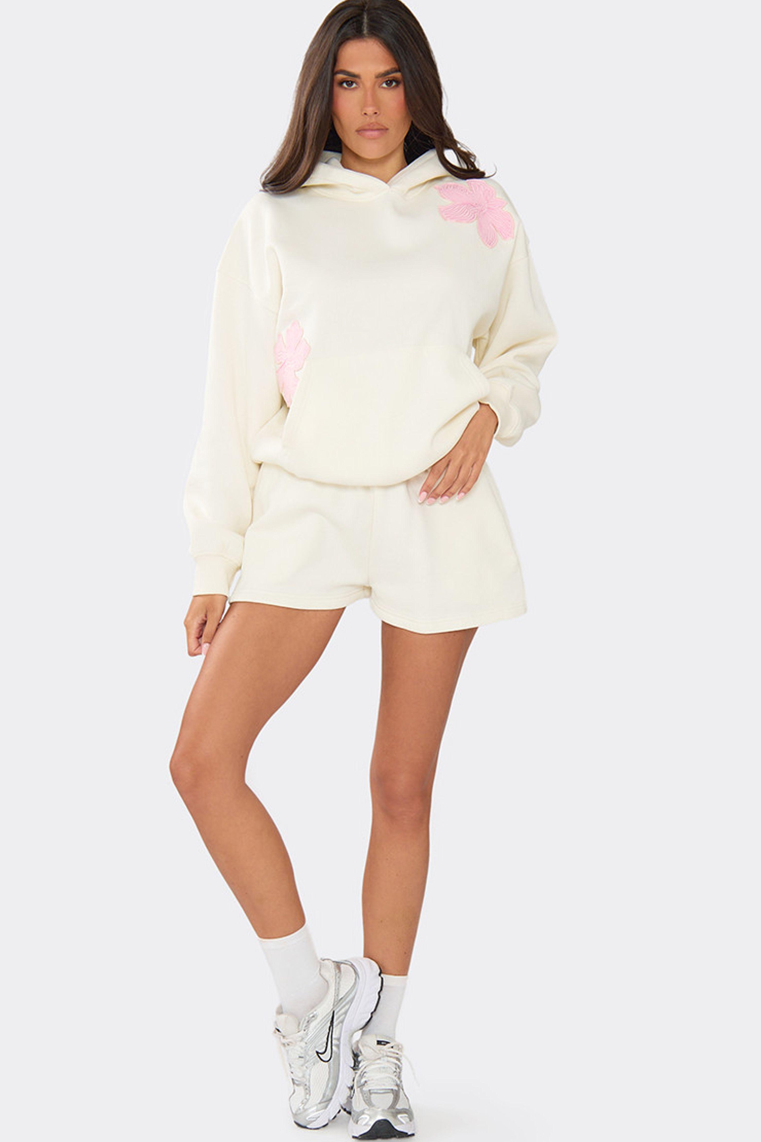 Embroidered Floral Sweat Shorts by EGO