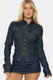 Long Sleeve Button Up Split Hem Denim Jacket by EGO Long Sleeve Button Up Split Hem Denim Jacket by EGO