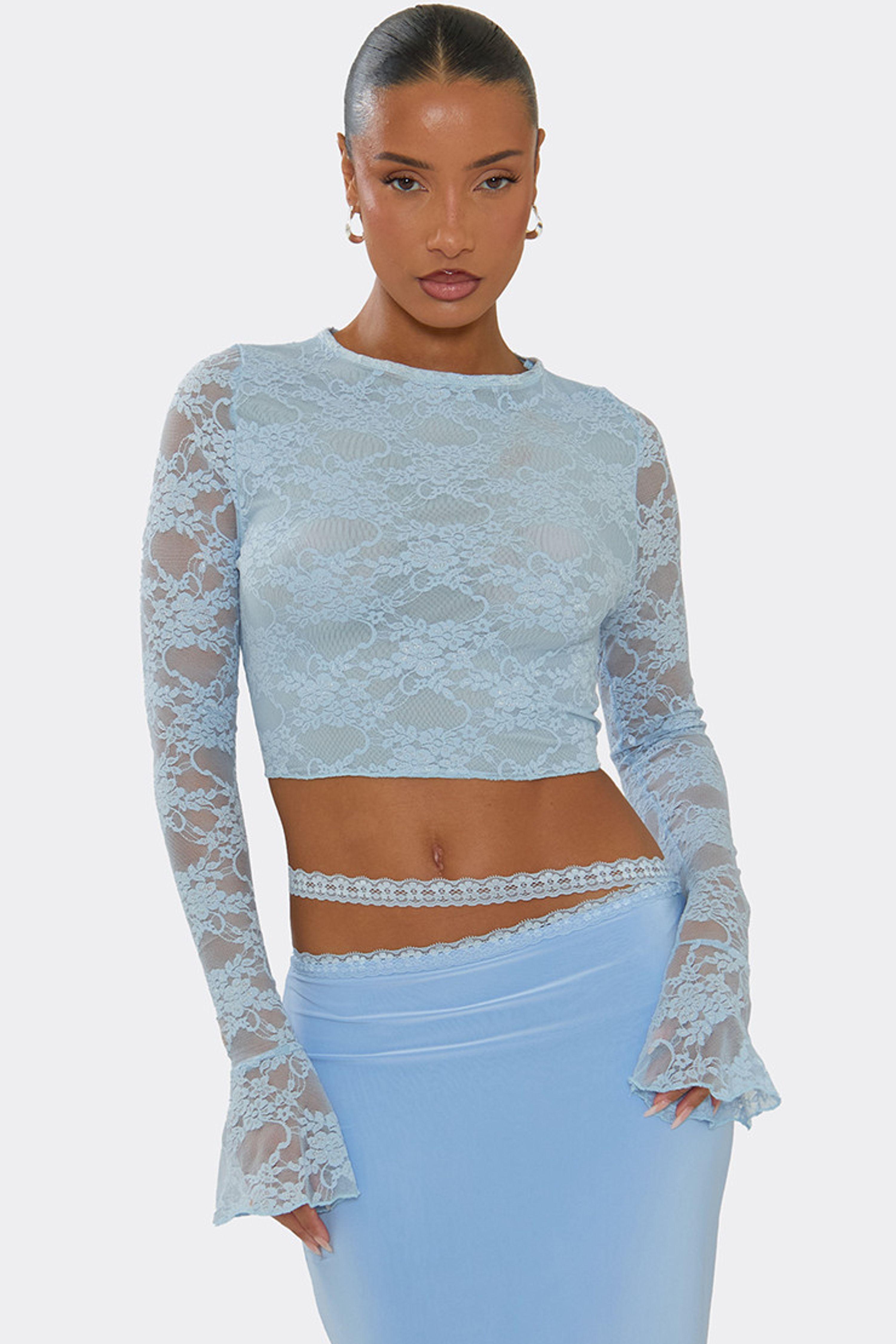 Long Sleeve Crew Neck Lace Top by EGO