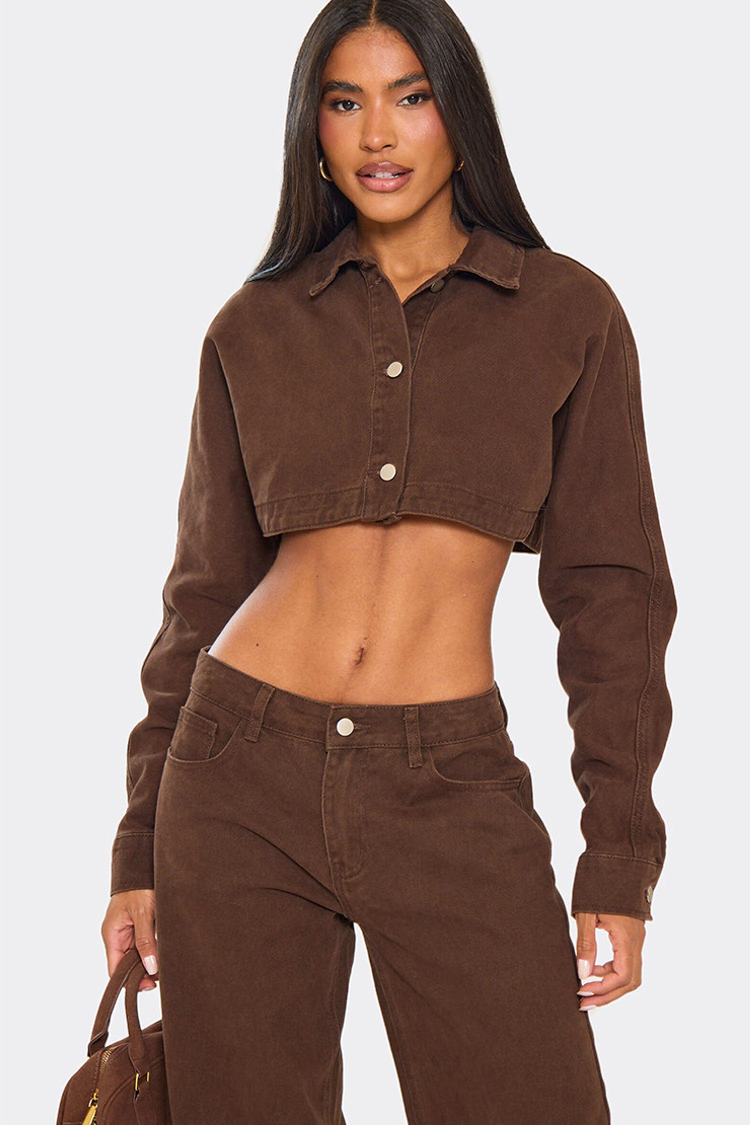 Long Sleeve Denim Cropped Jacket by EGO