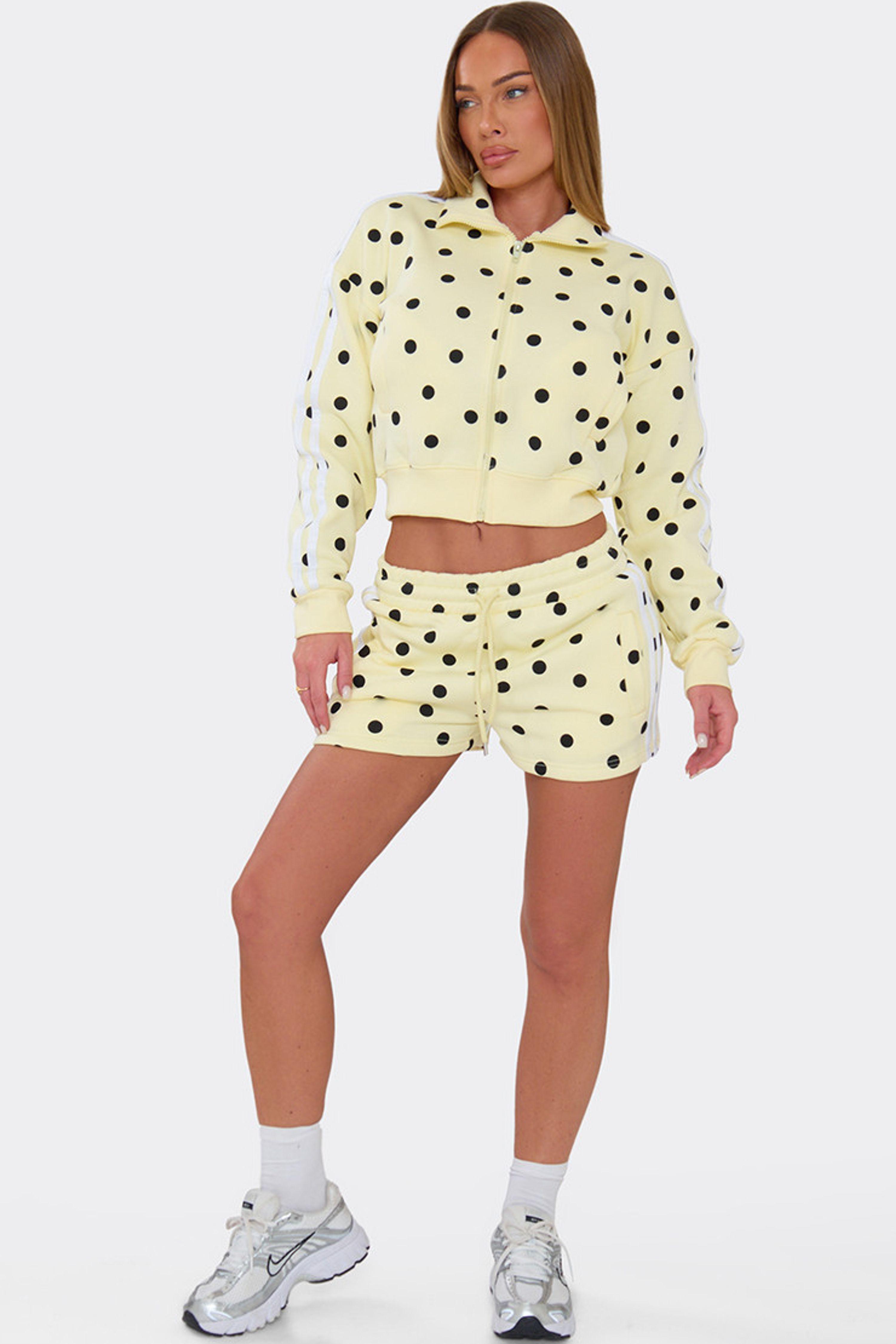 Long Sleeve Zip Polka Dot Top and Shorts Set by EGO