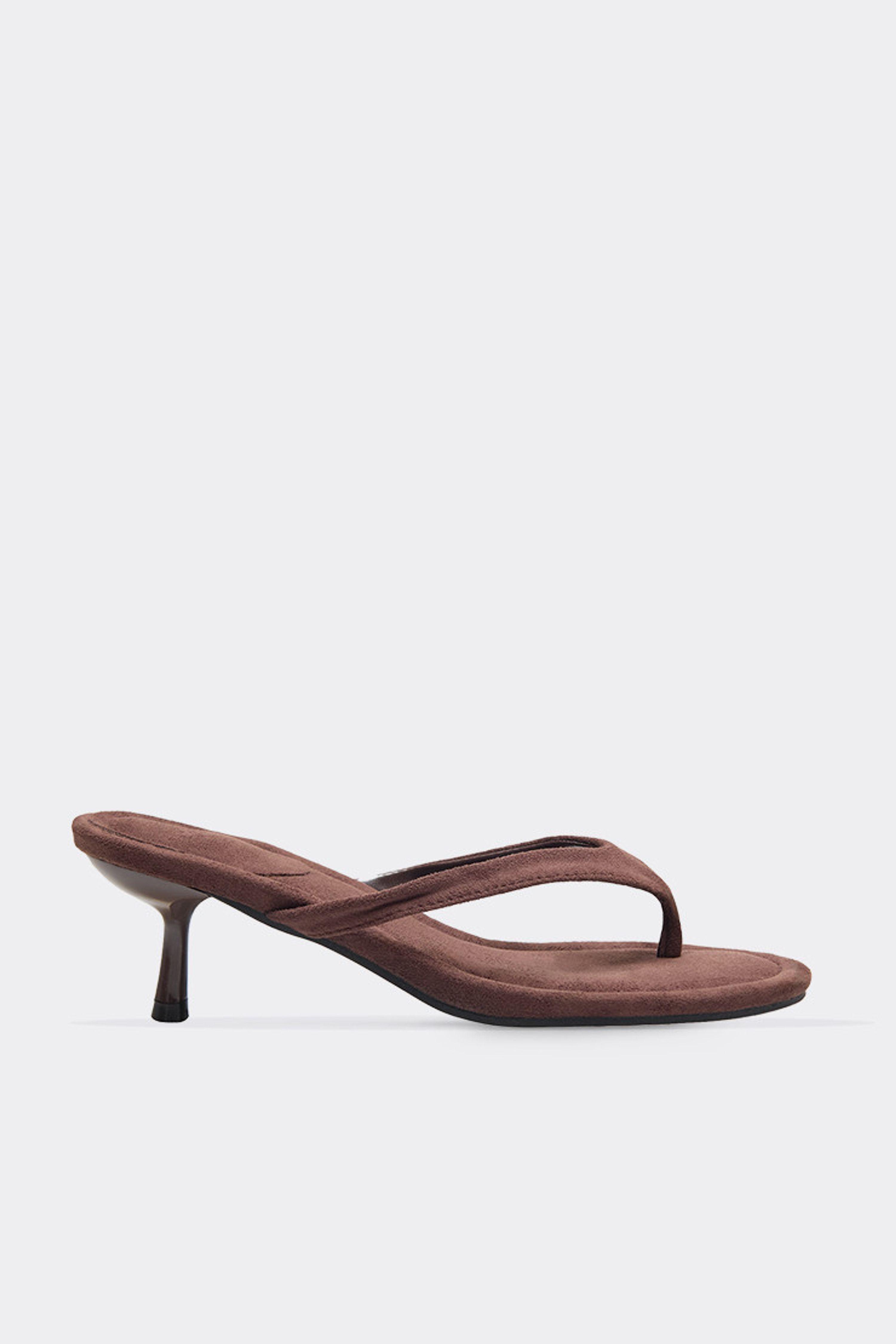 Mule Style Thong Faux Suede Kitten Mules by EGO