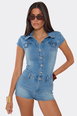 Short Sleeve Button Denim Micro Playsuit by EGO
