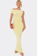 Short Sleeve Off The Shoulder Ruched Slinky Maxi Dress by EGO