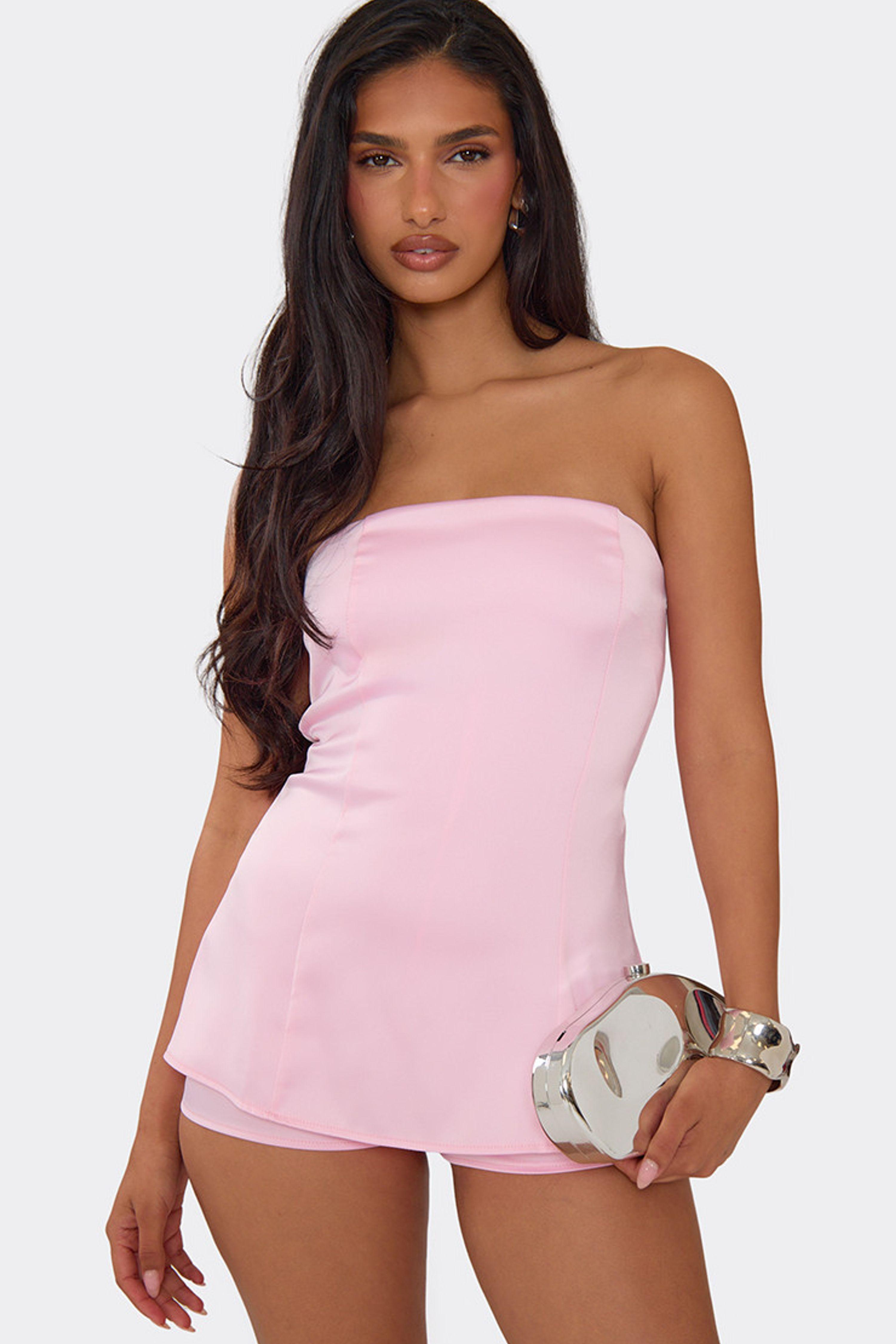 Sleeveless Bandeau Satin Playsuit by EGO
