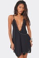 Strappy Double Strap Plunging Neckline Lace Trim Mini Dress by EGO Strappy Double Strap Plunging Neckline Lace Trim Mini Dress by EGO