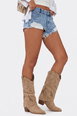 Western Cowboy Cut Out Faux Suede Block Heel Boots by EGO