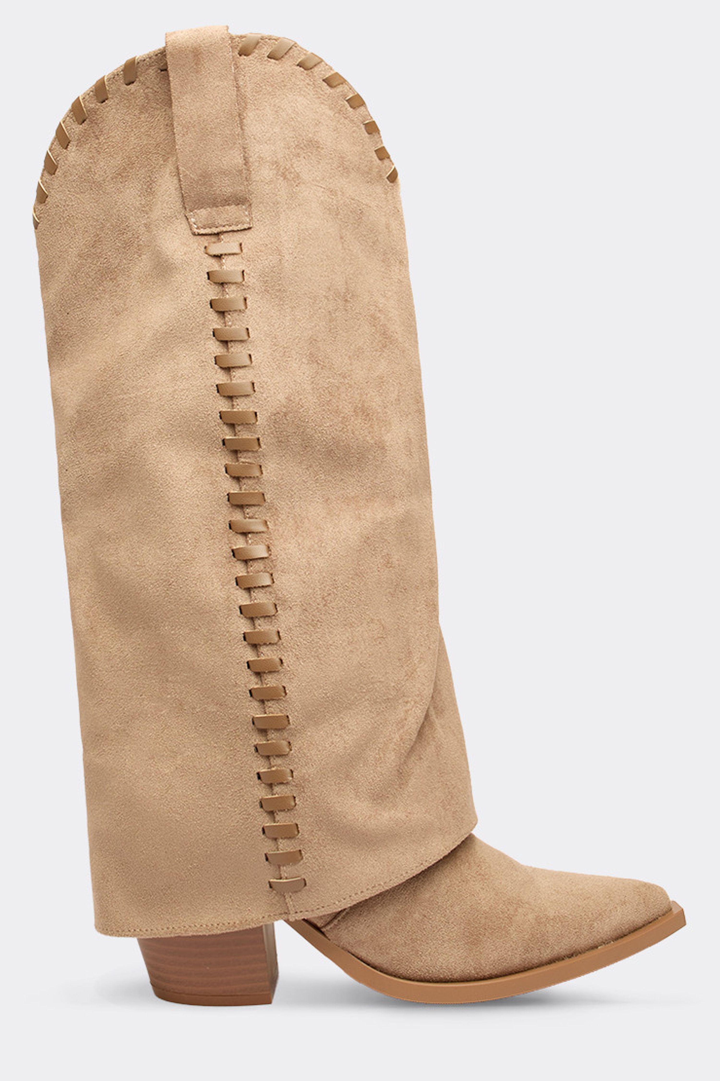 Western Cowboy Faux Suede Block Heel Boots by EGO