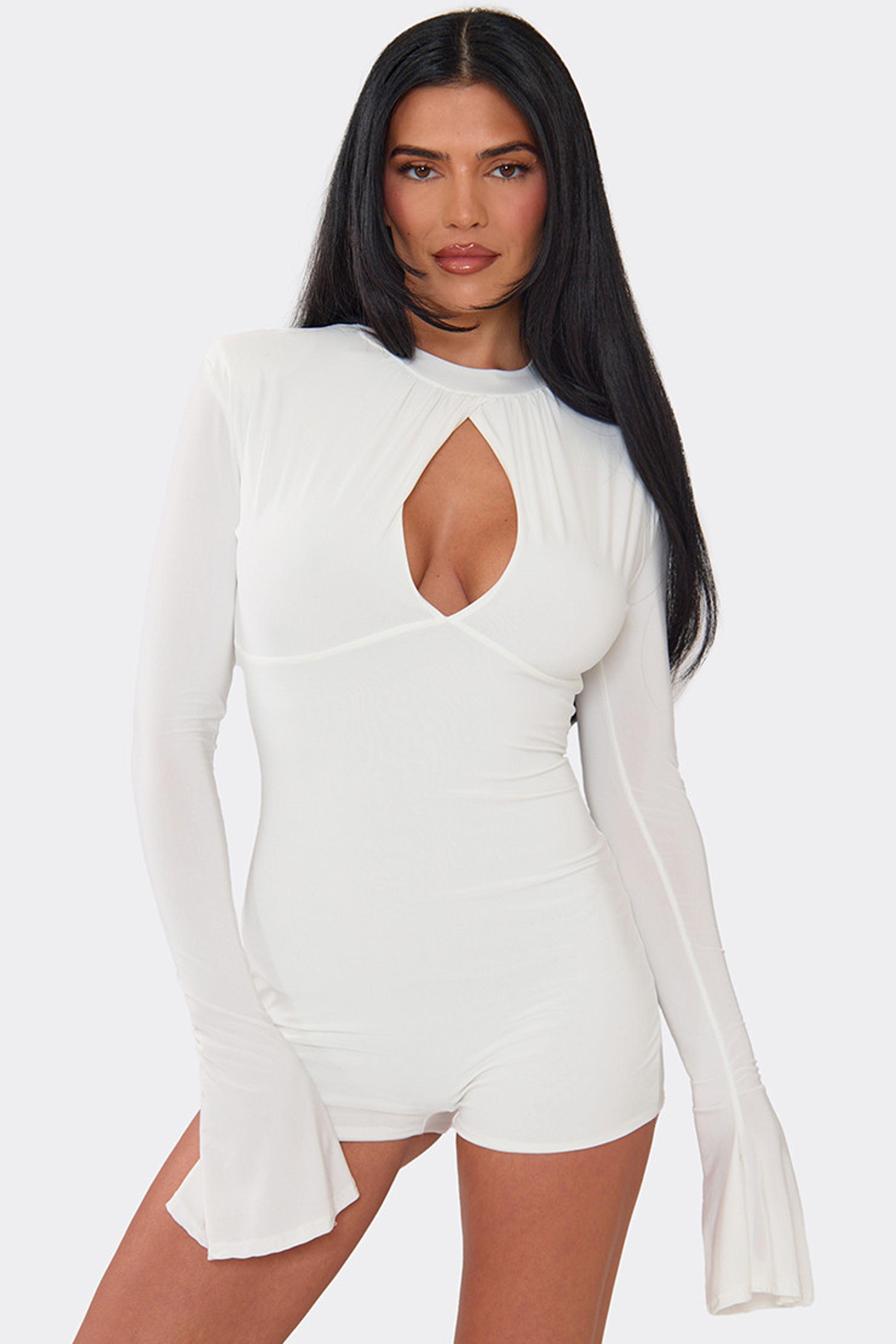 Wide Leg Long Sleeve Keyhole Playsuit by EGO