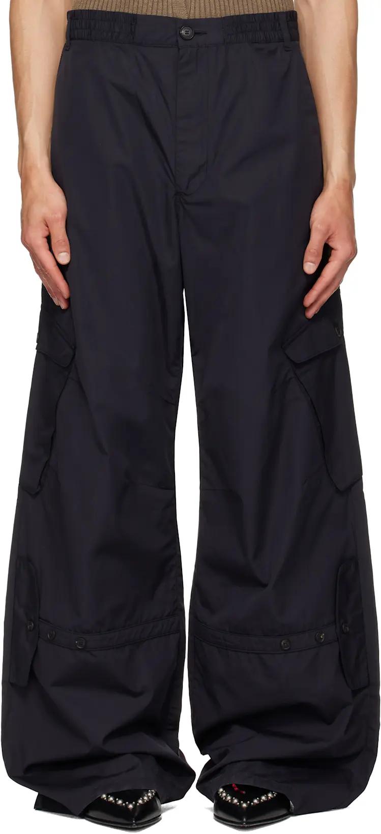 Black Utility Pocket Light Cargo Pants by EGONLAB.