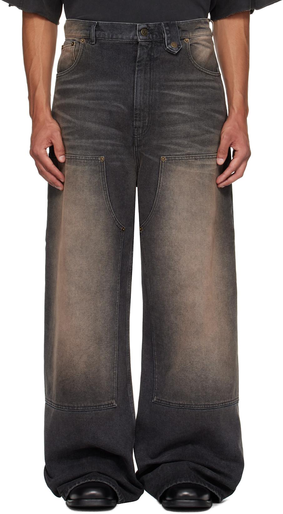 Black & Brown Baggy Jeans by EGONLAB.
