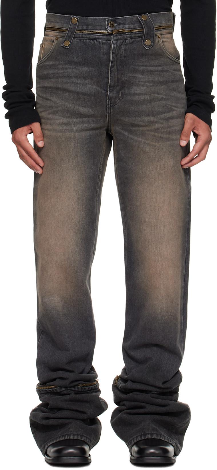 Black & Brown Fitted Jeans by EGONLAB.