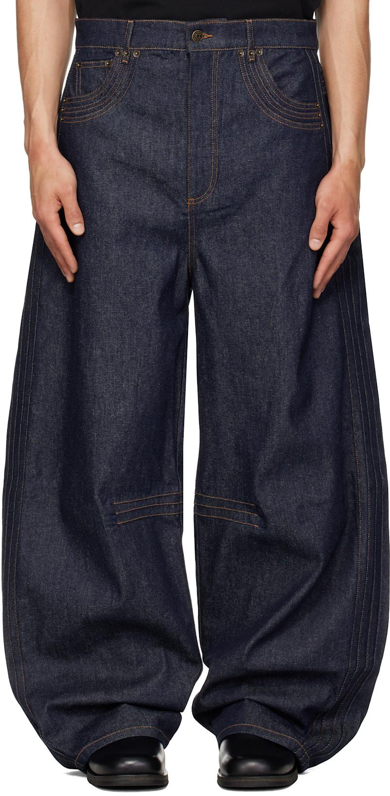 Blue Overscaled Jeans by EGONLAB.