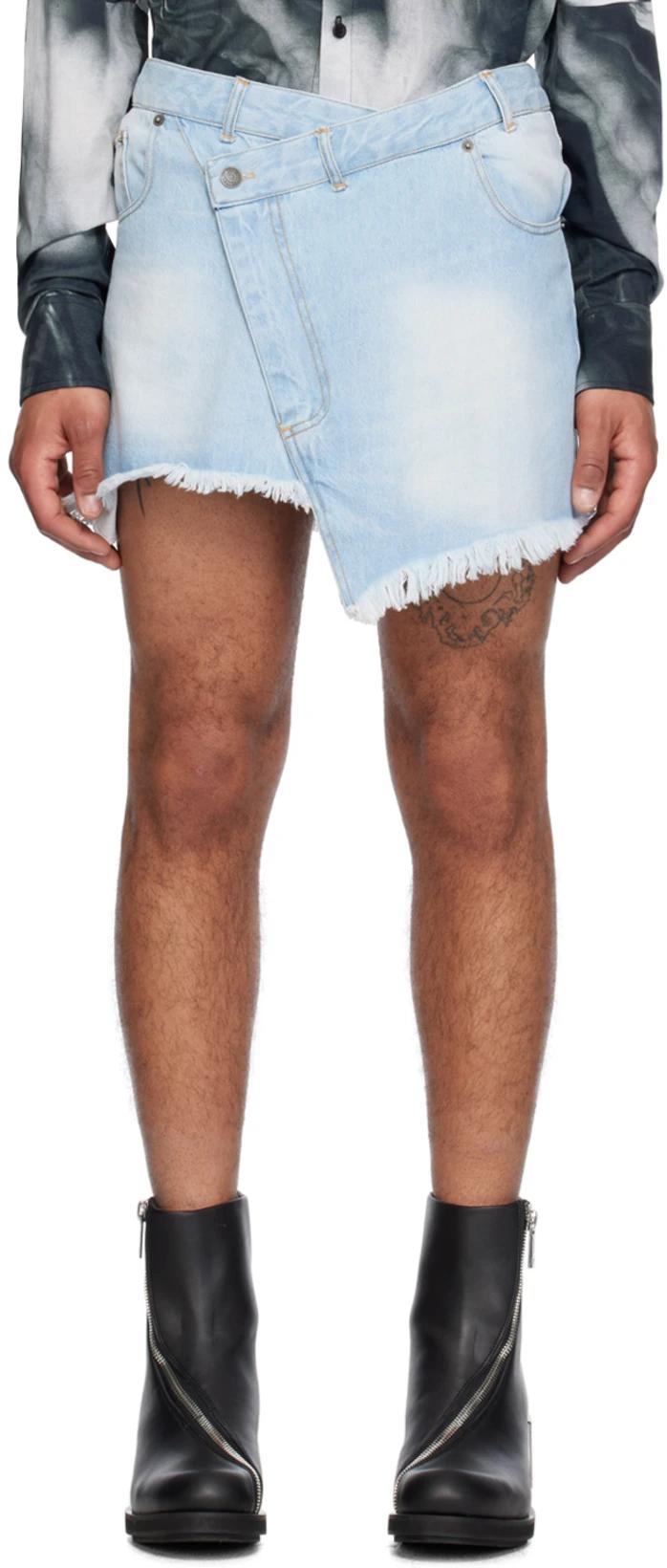 Blue Wrap Denim Miniskirt by EGONLAB.