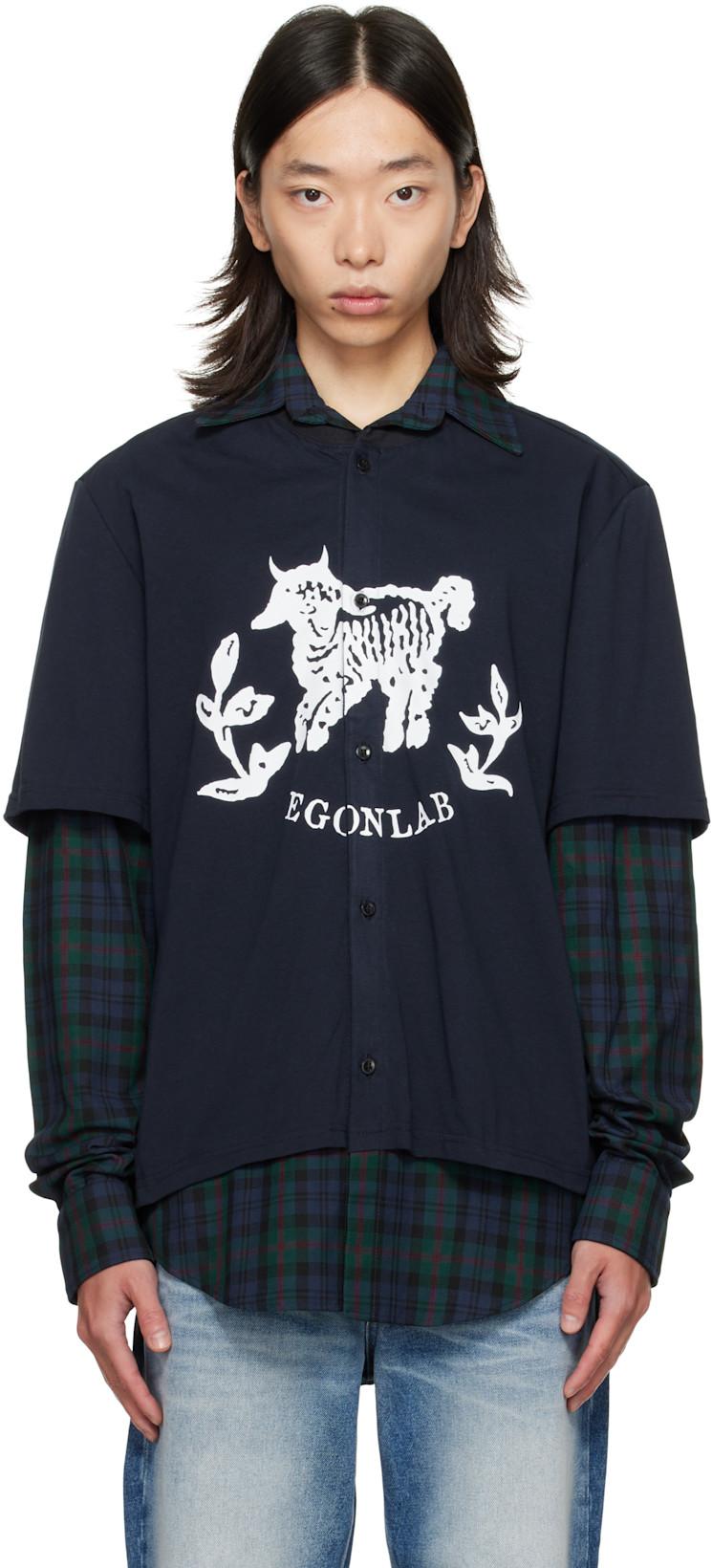 Navy Moutono Shirt by EGONLAB.