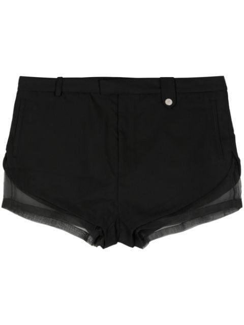 sheer panelling wool mini shorts by EGONLAB.