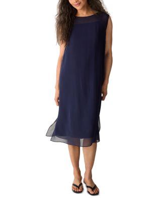 Boat Neck Silk Dress by EILEEN FISHER