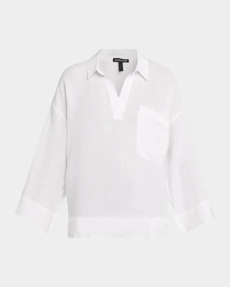 Boxy Organic Linen Shirt by EILEEN FISHER