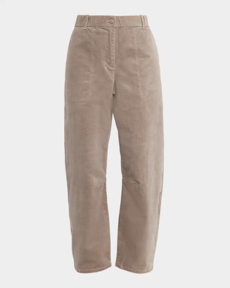 Brushed Stretch Organic Cotton Barrel Pants by EILEEN FISHER