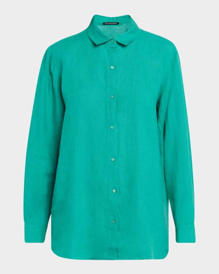 Button-Down Organic Linen Shirt by EILEEN FISHER