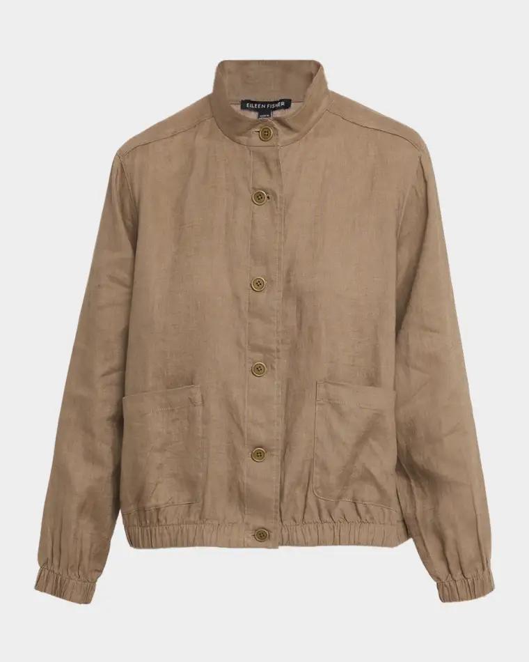 Button-Front Organic Linen Jacket by EILEEN FISHER