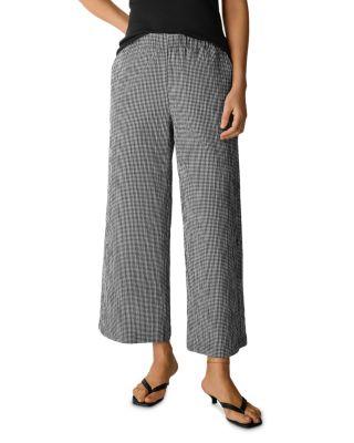Check Print Wide Leg Ankle Pants by EILEEN FISHER