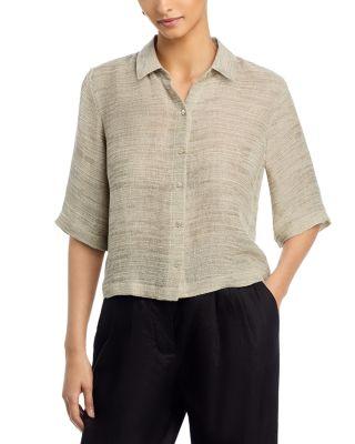 Classic Collar Elbow Sleeve Shirt by EILEEN FISHER