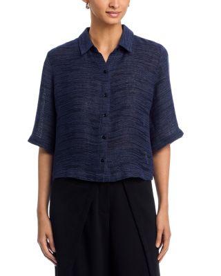 Classic Collar Elbow Sleeve Shirt by EILEEN FISHER