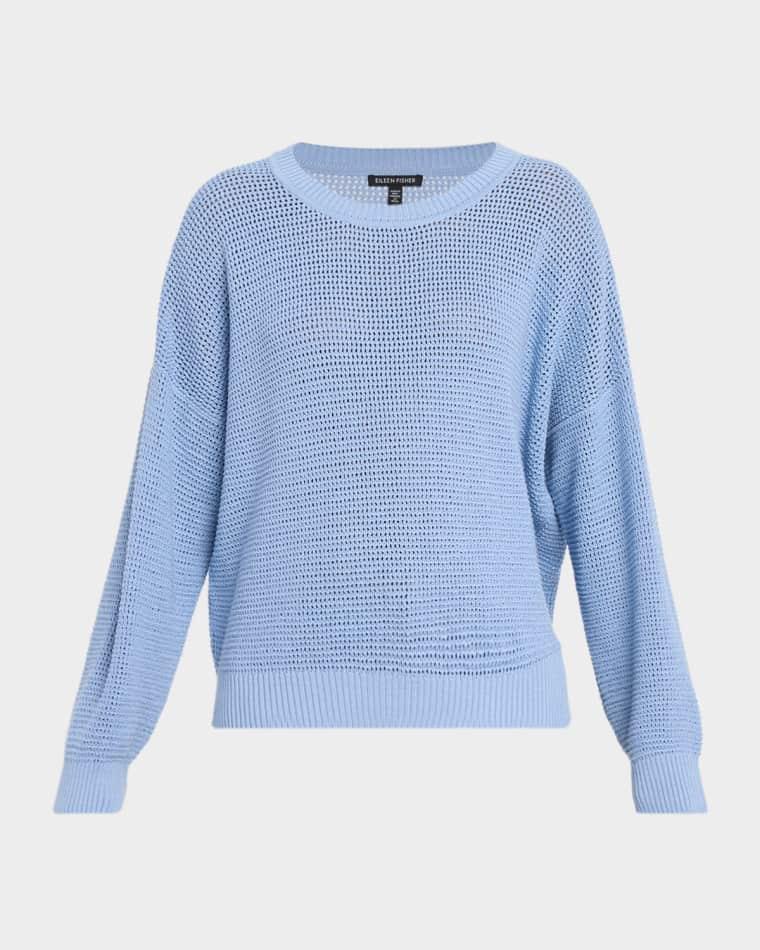 Crew-Neck Knit Mesh Sweater by EILEEN FISHER