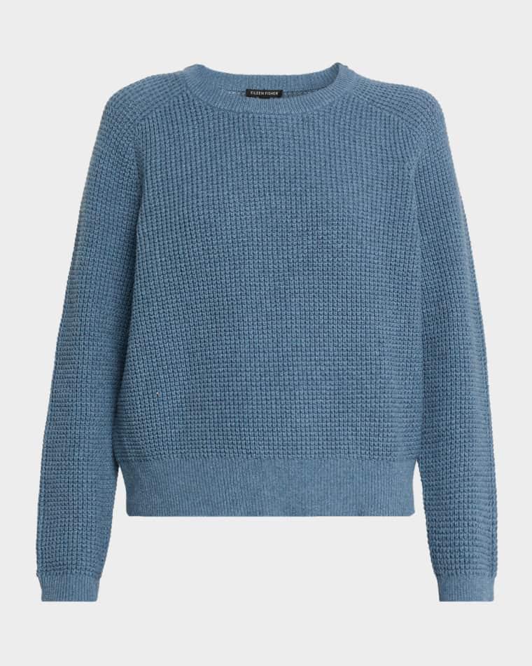 Crewneck Cotton-Cashmere Thermal Knit Top by EILEEN FISHER