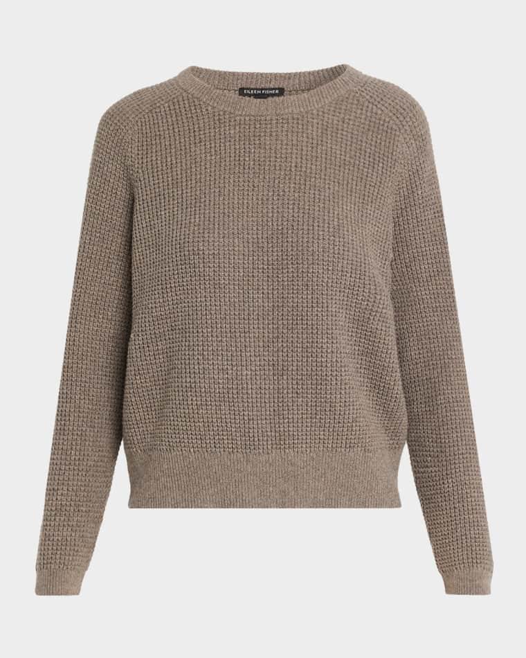 Crewneck Cotton-Cashmere Thermal Knit Top by EILEEN FISHER