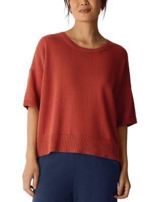 Crewneck Elbow Sleeve Sweater by EILEEN FISHER