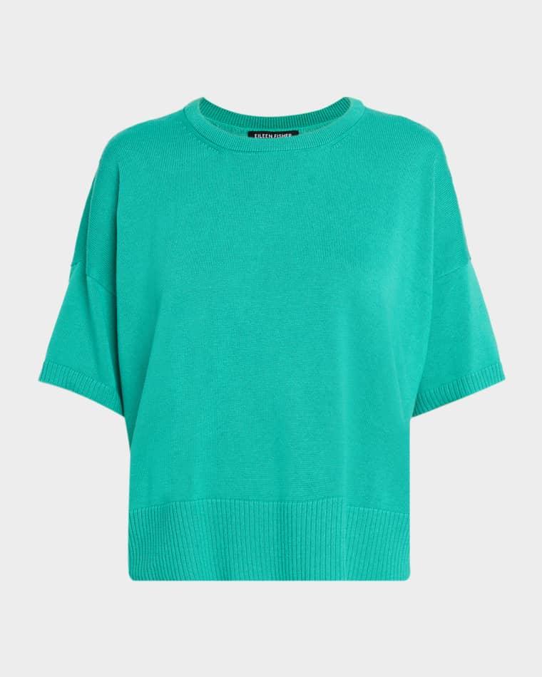Crewneck Elbow-Sleeve Sweater by EILEEN FISHER