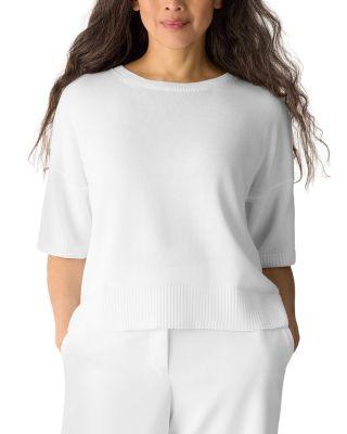 Crewneck Elbow Sleeve Sweater by EILEEN FISHER