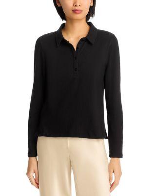 Crinkled Jersey Slim Henley Top by EILEEN FISHER