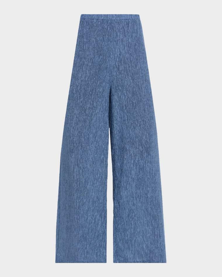 Crinkled Wide-Leg Ankle Pants by EILEEN FISHER
