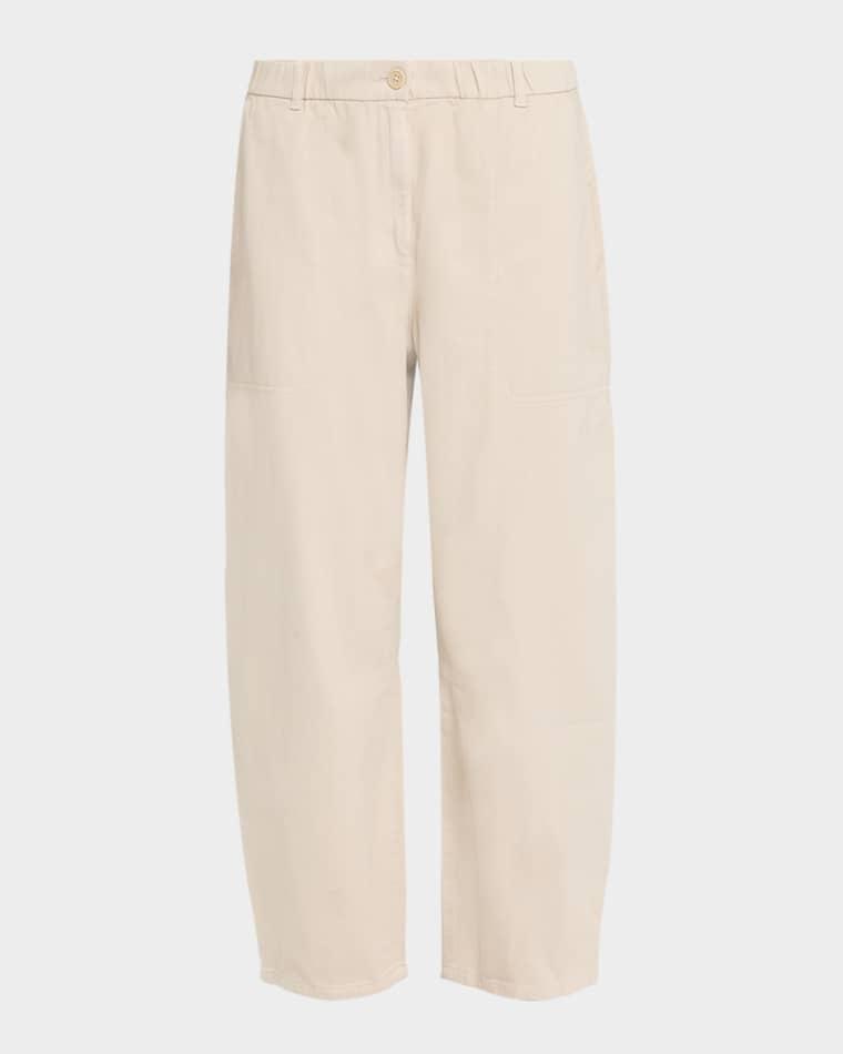 Cropped Organic Cotton-Blend Lantern Pants by EILEEN FISHER
