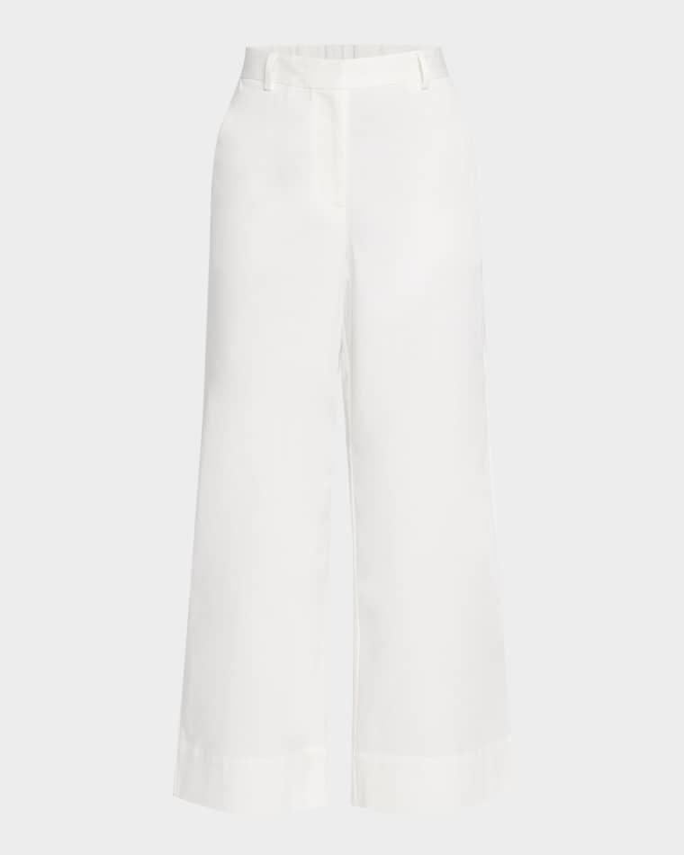 Cropped Organic Cotton Twill Trousers by EILEEN FISHER
