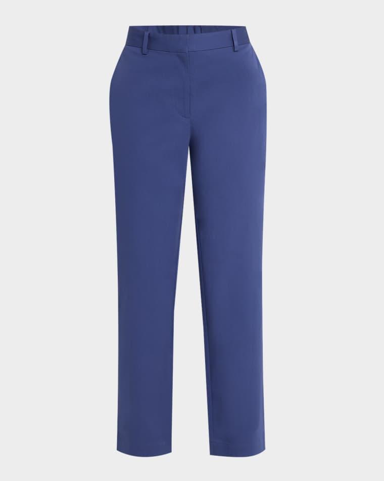 Cropped Stretch Cotton Twill Trousers by EILEEN FISHER