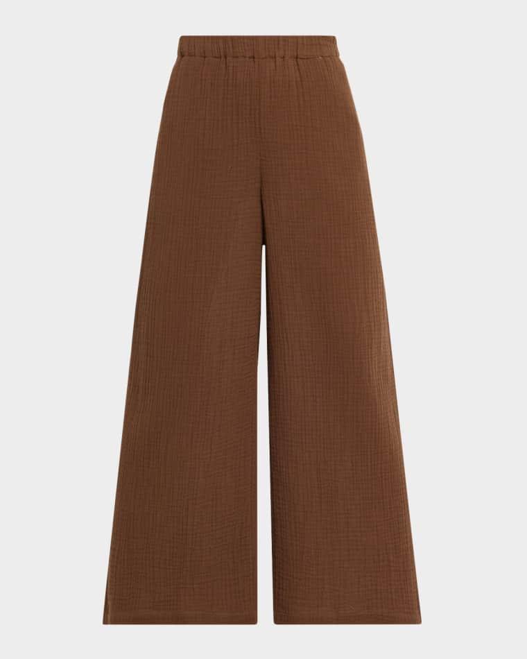 Cropped Wide-Leg Gauzy Organic Cotton Pants by EILEEN FISHER